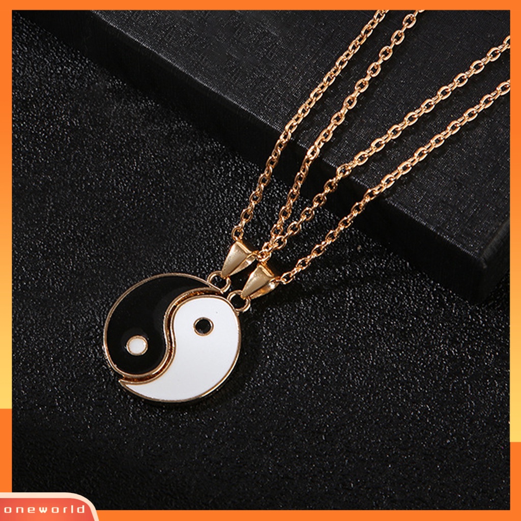 [ONE] 2 Pcs Kalung Pasangan Sederhana Tradisional Hadiah Tai Chi Pola Kekasih Kalung Fashion Perhiasan