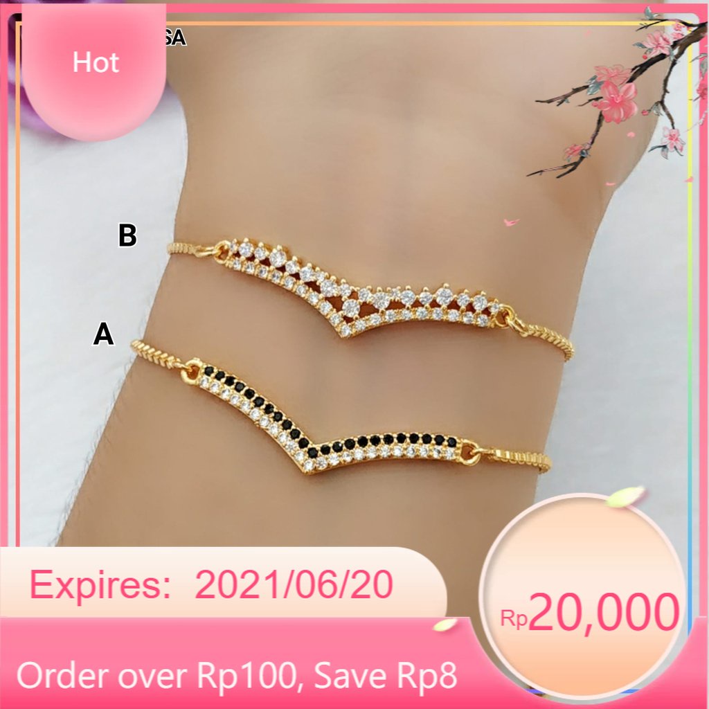 Ludfi grosir Gelang xuping gelang dewasa serut permata kombi perhiasan lapis emas GL 369
