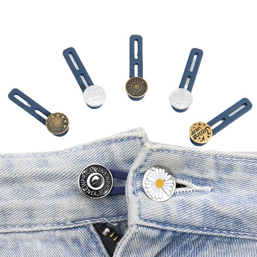 SS Kancing Celana Jeans Metalic Kancing Jeans Panjang Pembesar Double Extender Kancing Lubang 2 Adjustable Button Aksesoris