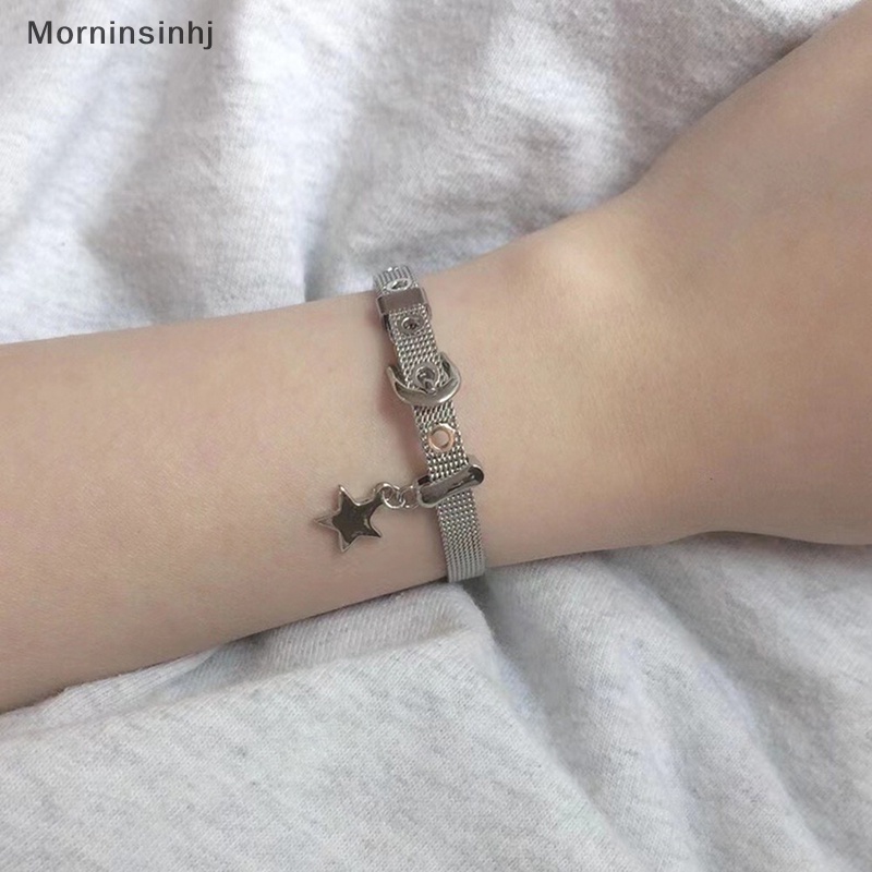 Mornin Y2k Perhiasan Lucu Punk Gelang Retro Gelang Adjustable Sabuk Pergelangan Tangan Gesper Gaya Manset Bangle Gelang Bintang Liontin Trending id