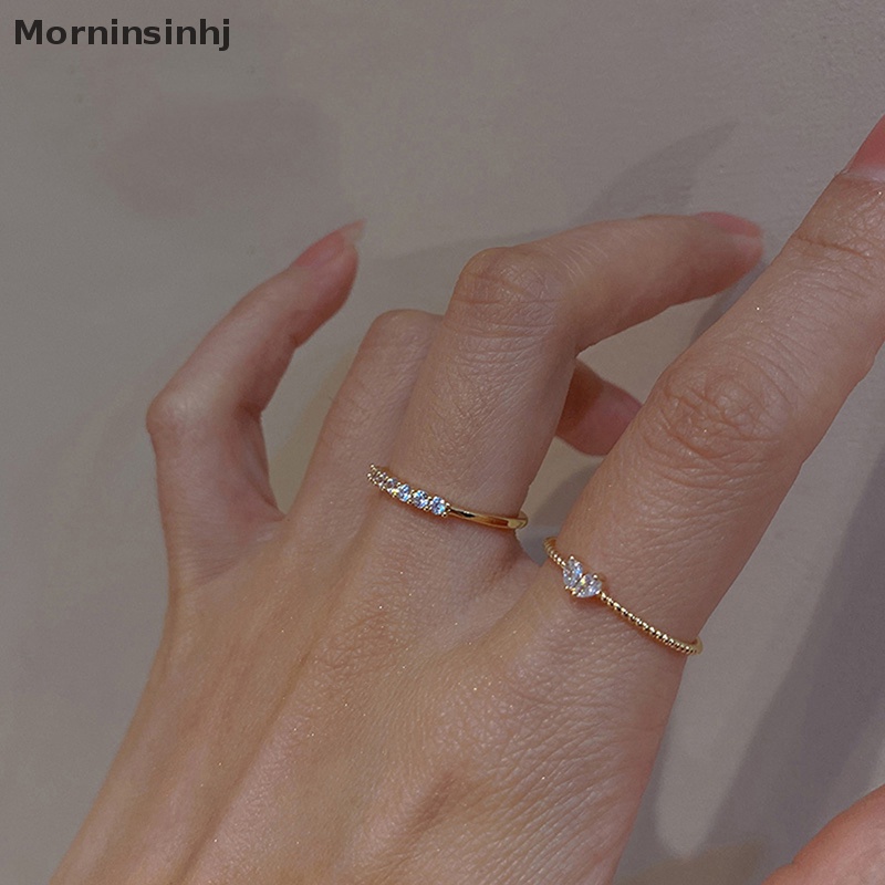 Mornin Fashion Kristal Hati Pernikahan Band Rings Untuk Wanita Pertunangan Warna Emas Perempuan Cincin Halus Pesta Jewerly id