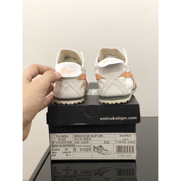 Sepatu Onitsuka Tiger Slip On White Orange Green Free Paperbag