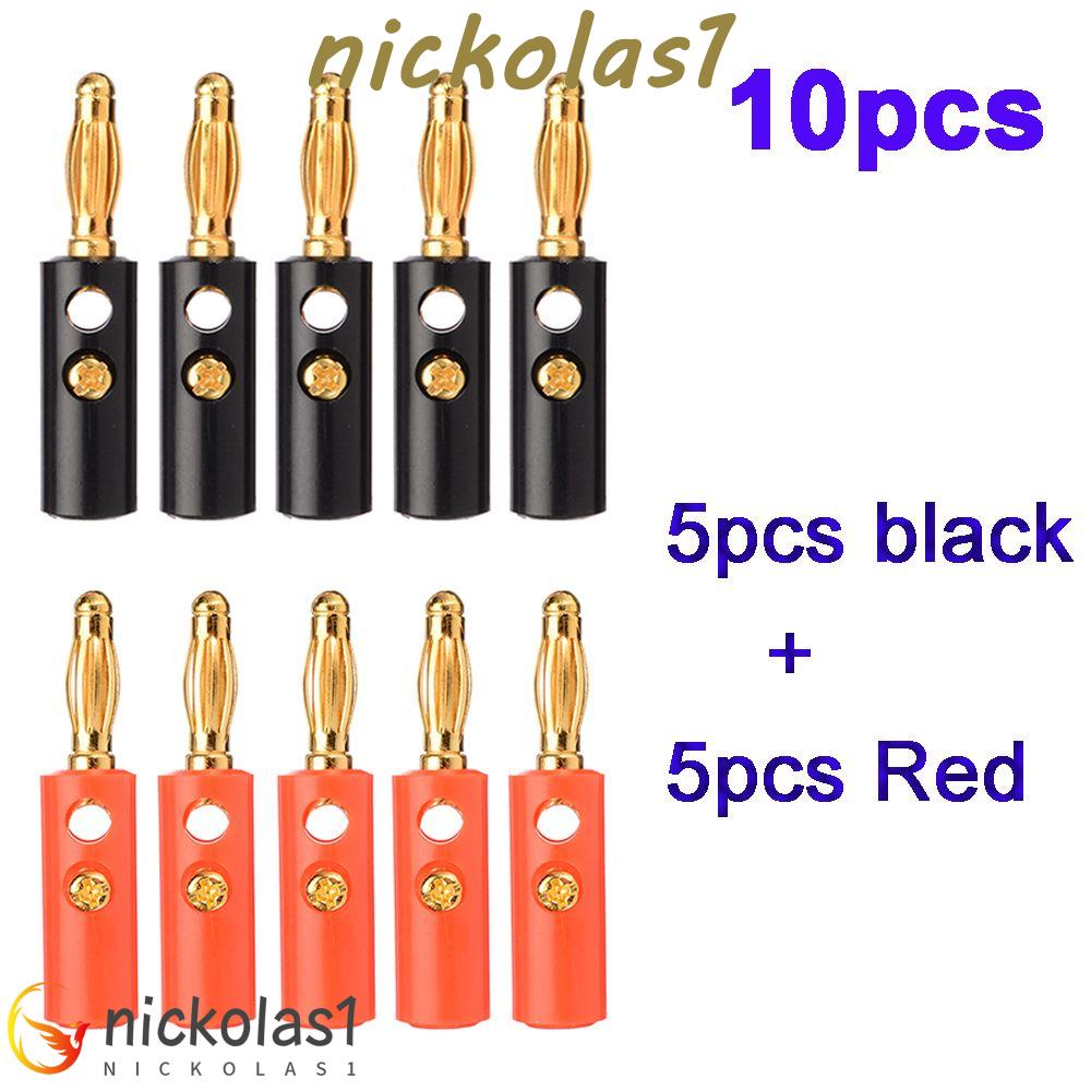 Nickolas1 Konektor 10pcs Speaker 4mm Kabel Kawat Adaptor Lapis Emas
