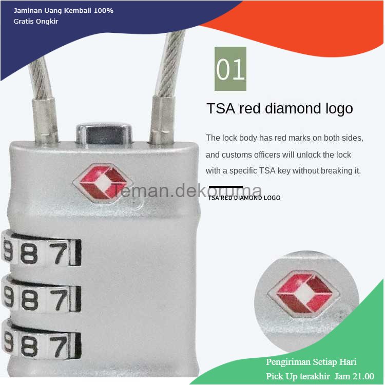 TD - DPR CoolCell Gembok Koper Angka 3 Digit Suitcase Password TSA Lock - TSA201