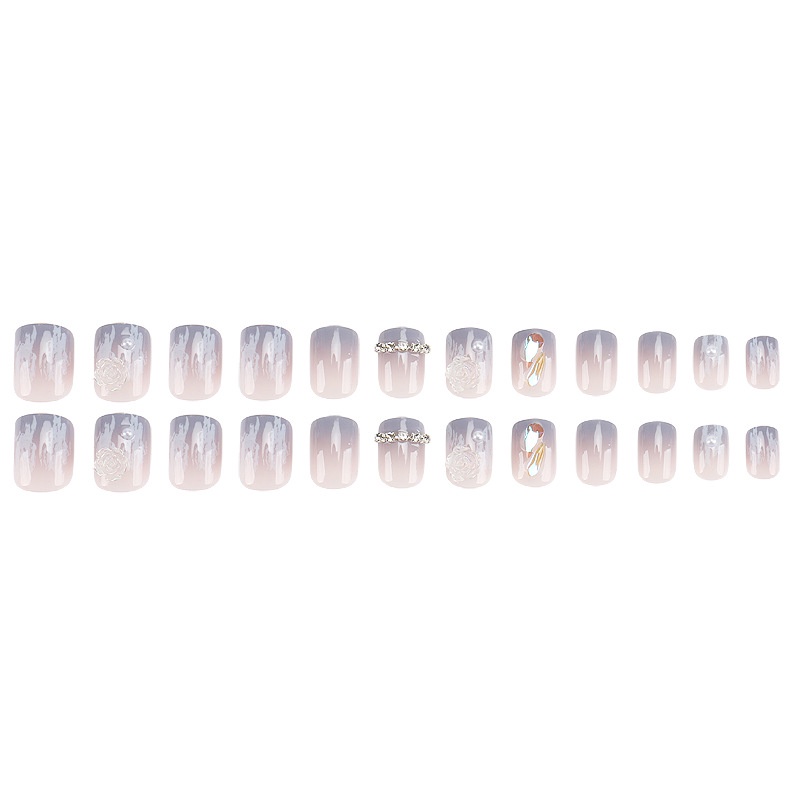 X65 24Pcs DIY Kuku Palsu French Cool Finger Nail Art Kuku Palsu Sticke