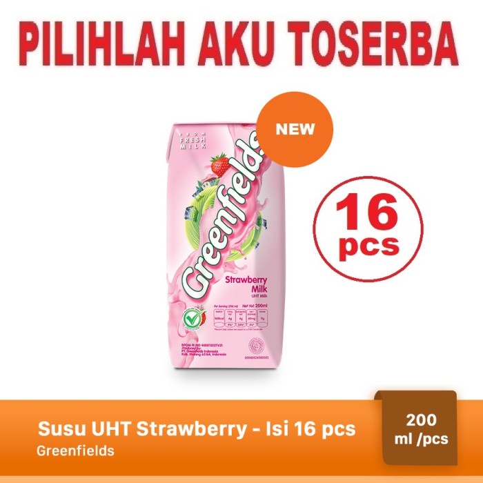 Susu Greenfields STRAWBERRY 200 ml - ( HARGA 16 pcs )