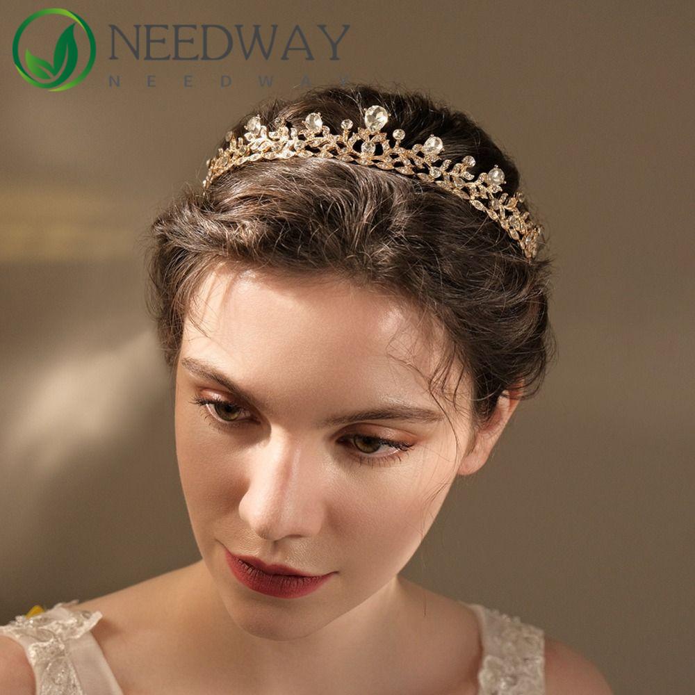 Needway   Baroque Kristal Tiara Hiasan Rambut Temperamen Gadis Hadiah Perhiasan Rambut Pernikahan Alloy Bar Mitzvah Mahkota