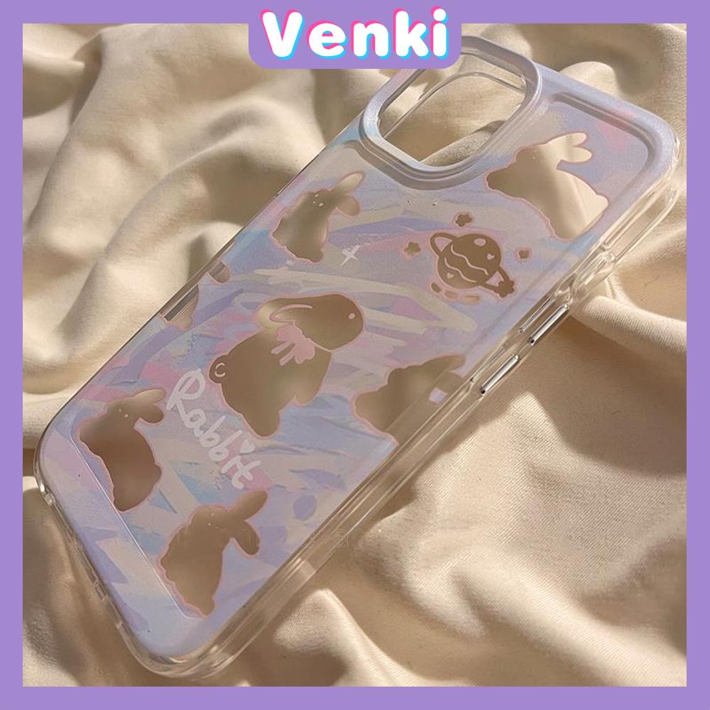 VENKI - Untuk iPhone 11 iPhone Case Bening Lubang Besar Ruang Case TPU Soft Shell Shockproof Protection Camera Cute Planet Bunny Kompatibel dengan iPhone 14 13 Pro max 12 Pro Max 11 xr xs