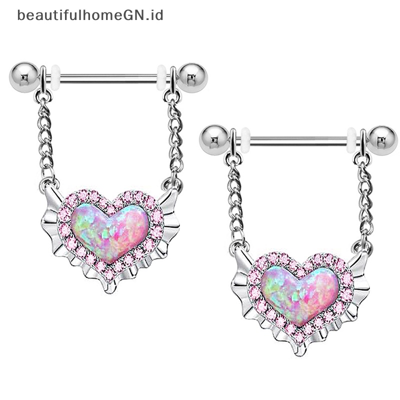 {Cantik} Cincin Kancing Perut Berbentuk Hati Yang Manis Nipple Rings Kuku Bibir Telinga Tulang Studs Hidung Perhiasan Septum Palsu~