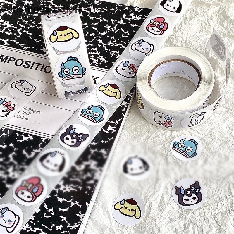 Sho Kawaii Sanrio's New Round Seal Sticker Lucu Pochacco Cinnamoroll Stiker Dekorasi Akun Tangan Hati Cewek N