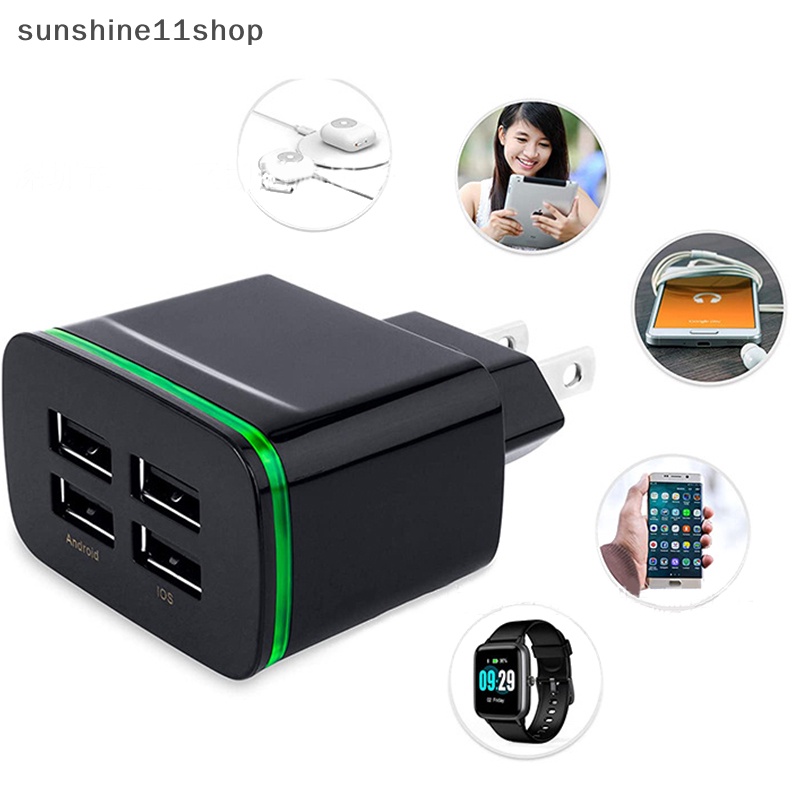 Sho USB Charger 4port Portable Fast USB Charging Universal Travel Adaptor N