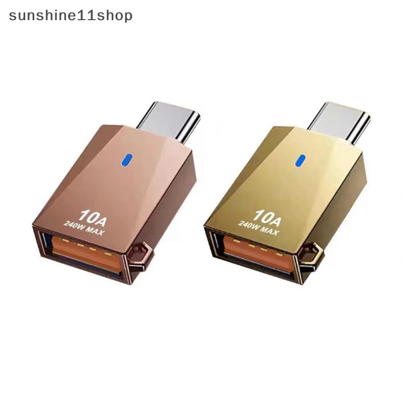 Sho Adaptor OTG 10A 240W MAX Tipe-C Ke USB 3.0 Pembaca Kartu Dengan Lampu Untuk Laptop N