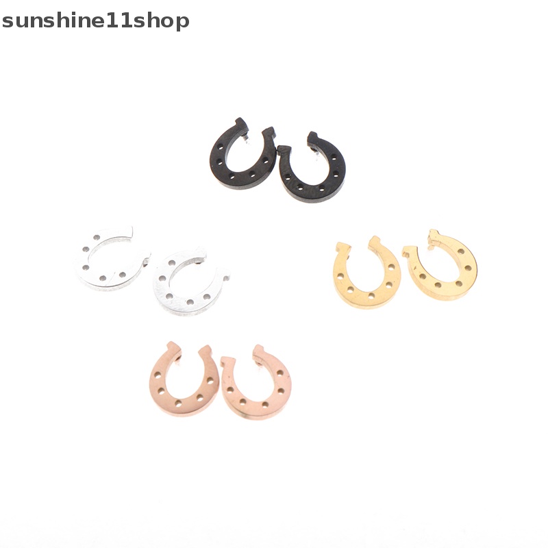 Sho 1pasang Anting Stud Bentuk U Bahan Stainless Steel Earing Sepatu Kuda Minimalis N