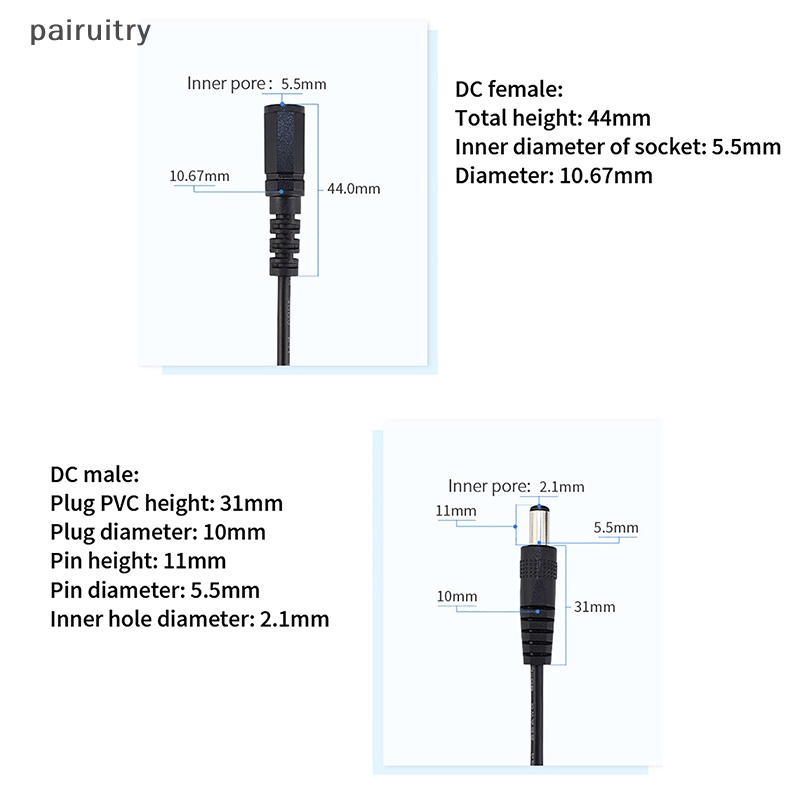 Kabel Power Extension PRT DC 12V 2A 5.5mmx2.1mm Colokan DC Untuk Kamera CCTV NVR System PRT