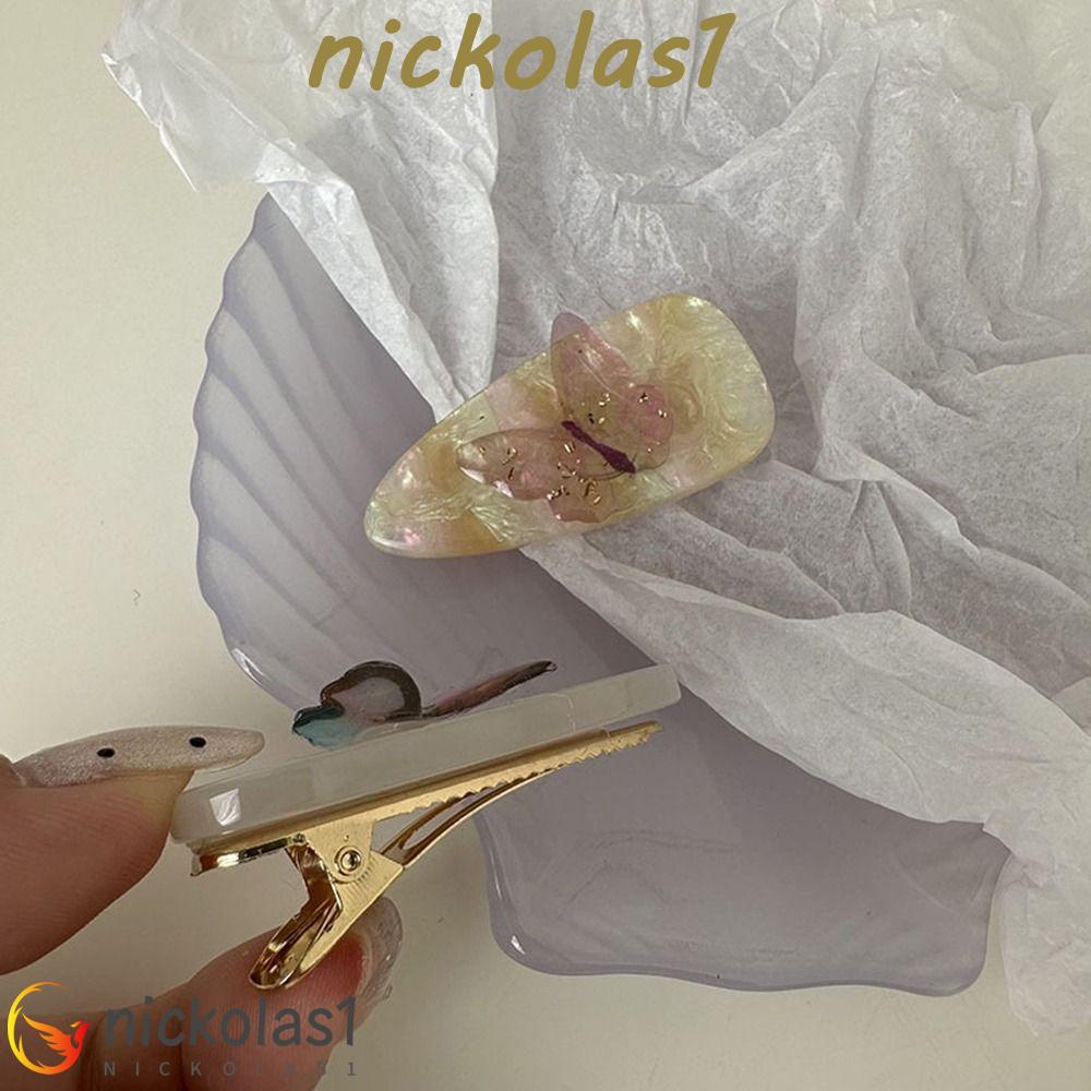 Nickolas1 Butterfly Hair Clip Cute Hiasan Kepala Duckbill Clip Drop-shaped Asam Asetat Poni Klip Hadiah Untuk Wanita Hair Barrette