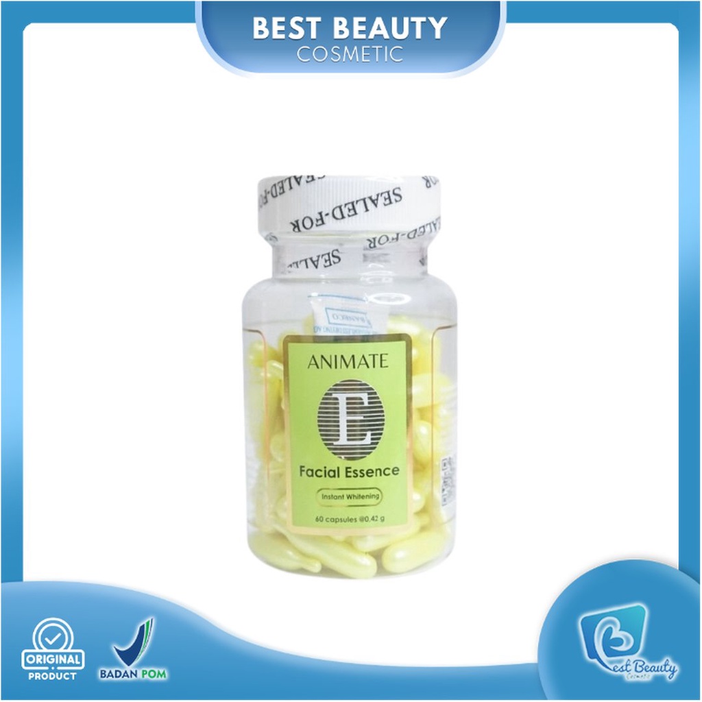 ★ BB ★ ANIMATE E Facial Essence Instant Whitening - Serum Wajah Isi 60 capsule - Serum Animate Vitamin E / Facial Essence