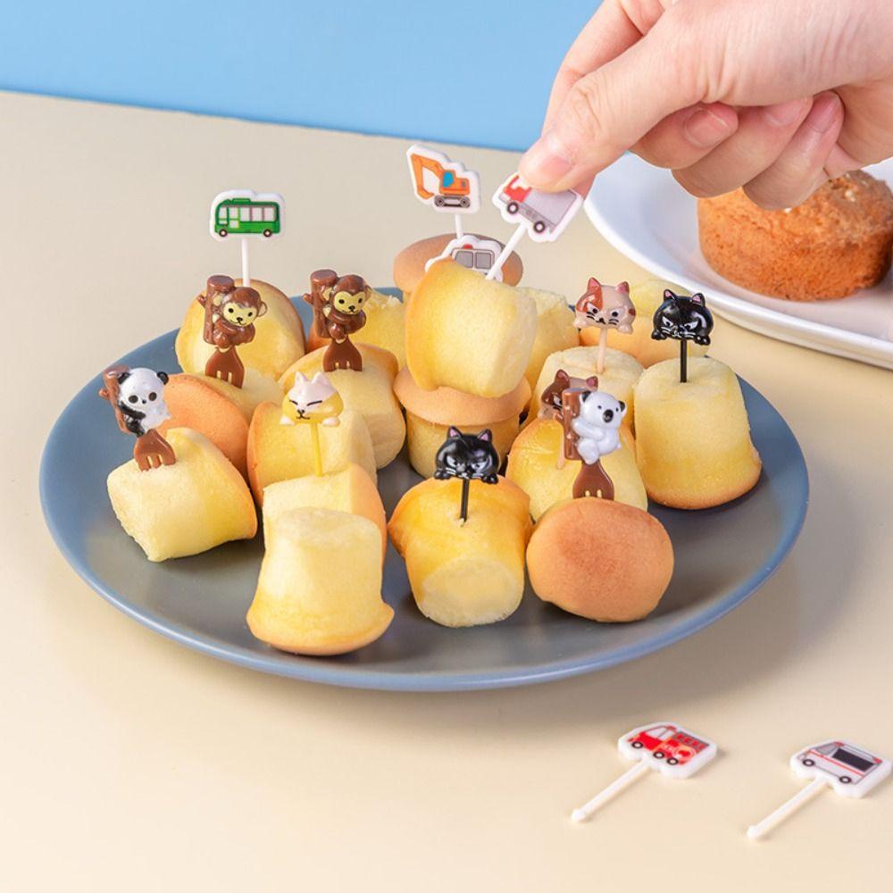 [Elegan] Fruit Stick Cute 6pcs /Set Mobil Dimsum Salad Koala Bear Kopi Teh Garpu