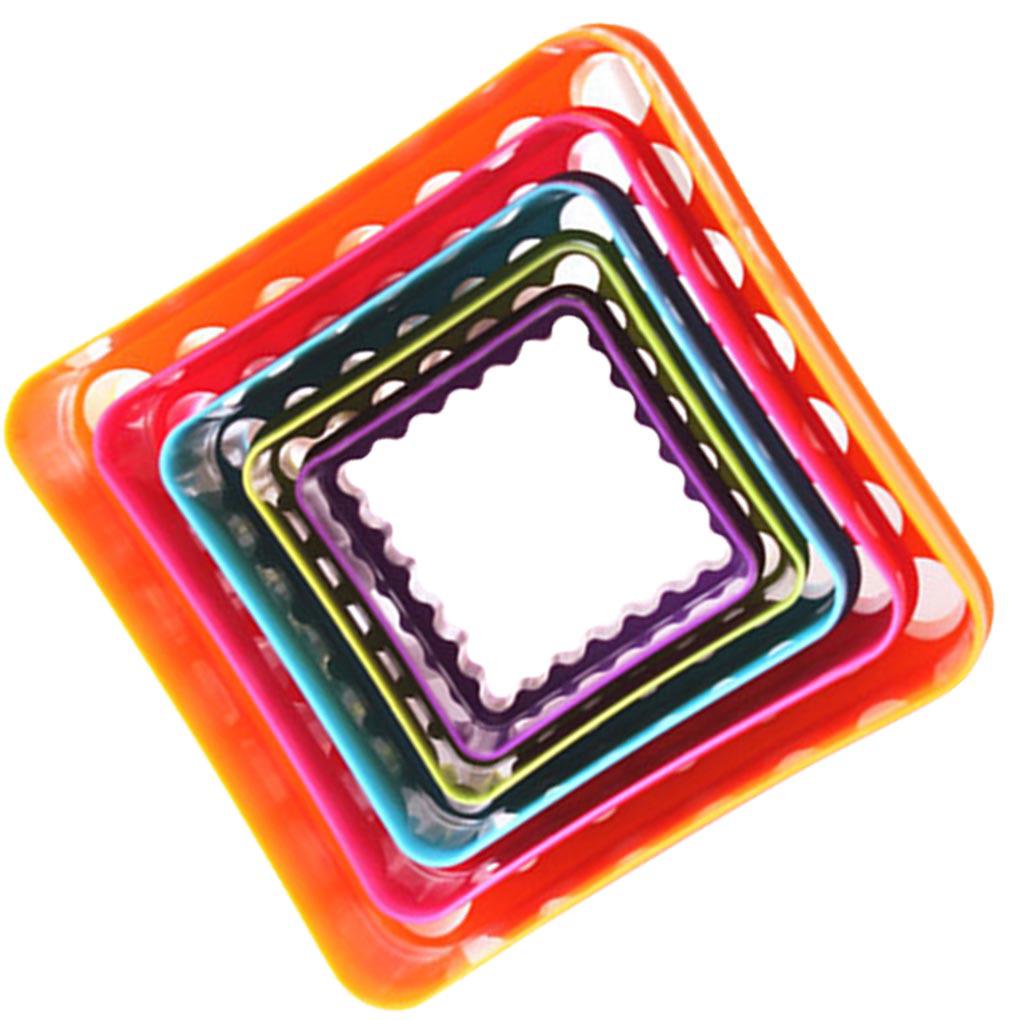 5pcs /set Cetakan Kue Kering Biskuit Fondant DIY Cooking Baking Mold Tools Square - Kue Dapur