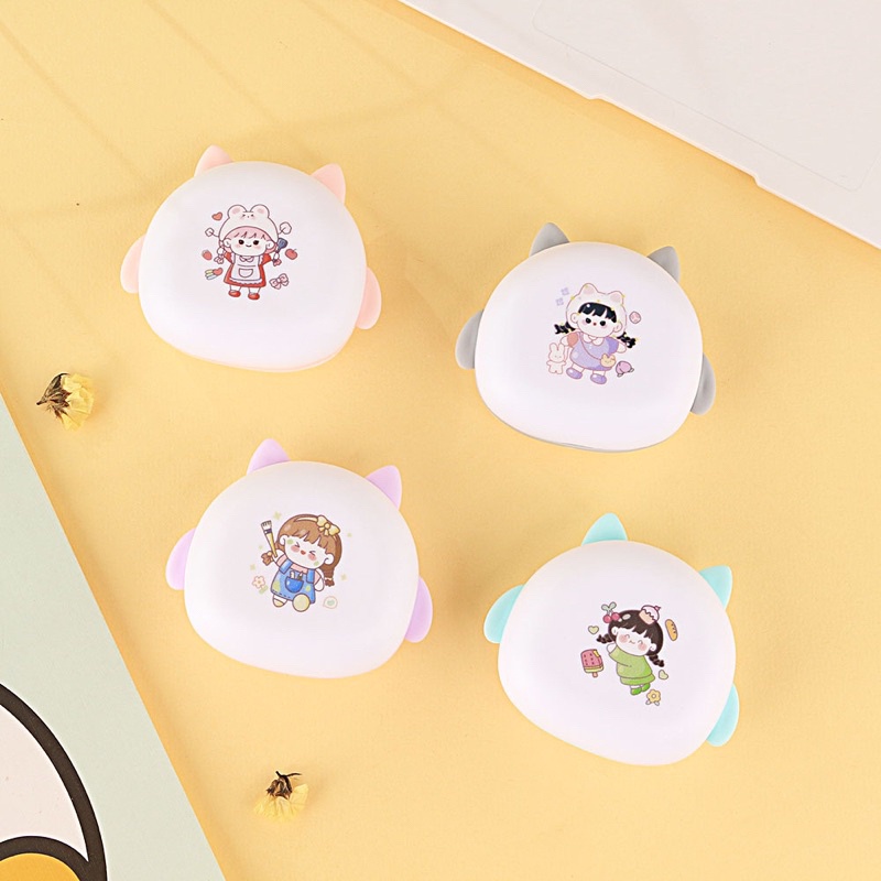 [ KI 370 ] Set Headset Earphone motif girl so imut  + Wadah penyimpanan Earphone Motif