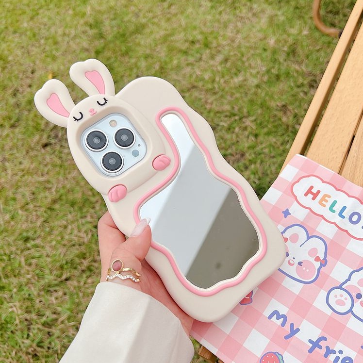 Stereoscopic Cartoon Rabbit Bunny Silicone Soft Case for IPhone 6S 7 8 Plus X XR Max iPhone 11 12 13 14 Pro Max Cute TPU Phone CASE Cute Pretty Girl's Fashion