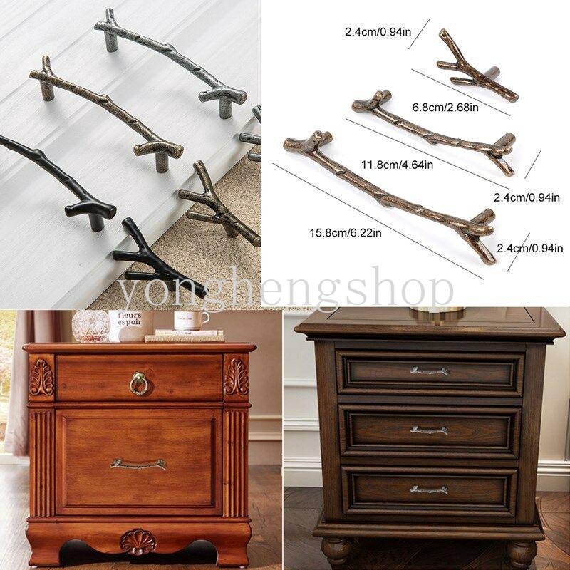 Kreatif Vintage Desain Cabang Pohon Perunggu Kabinet Handle Dapur Lemari Furniture Handle Knob Laci Tarikan Pintu Hardware