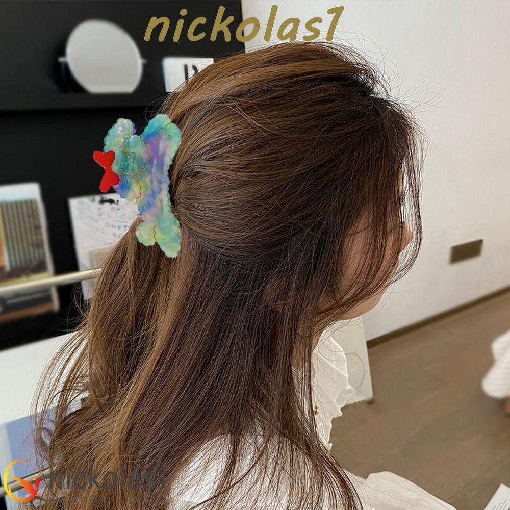 Nickolas1 Hewan Rambut Cakar Pesta Elegan Kartun Ins Hiu Klip Kepribadian Hair Scratch Poodle Dog Rambut Baru Menangkap Busur Wanita Hairgrips