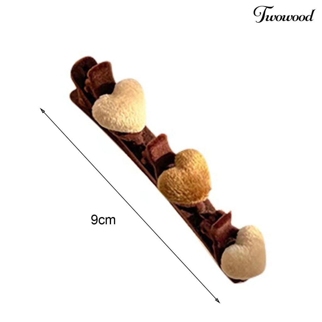 Twowood Heart Decor Elegan Sederhana Wanita Jepit Rambut Lint Double Layer Hairpin Hair Clip Aksesoris Rambut