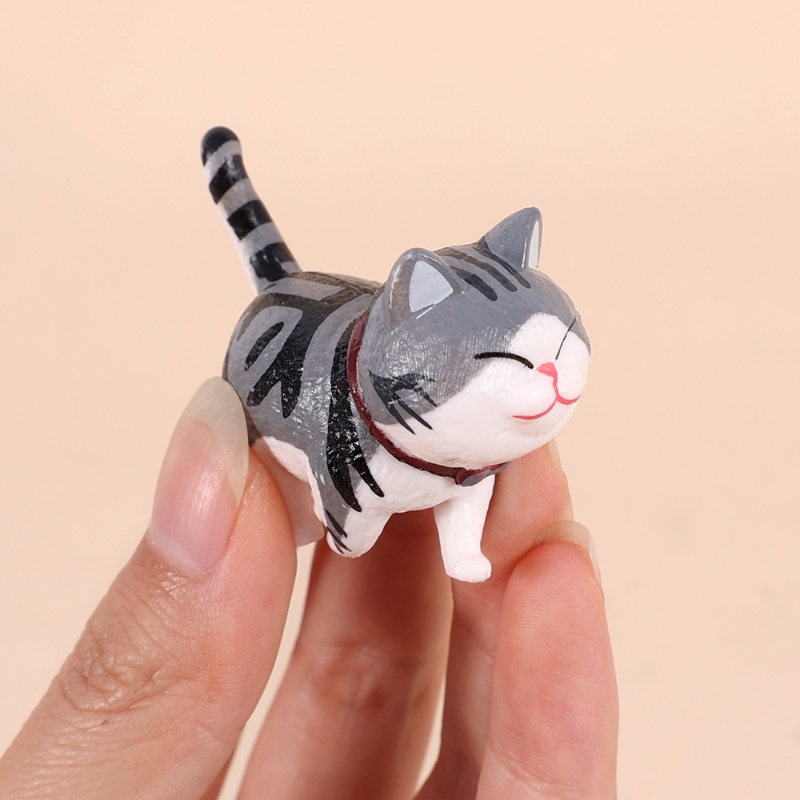 Patung Kitty Lucu Mini Random Style/360° Patung Kucing Kartun Head Turn/ Aksesoris Dekorasi Desktop Rumah