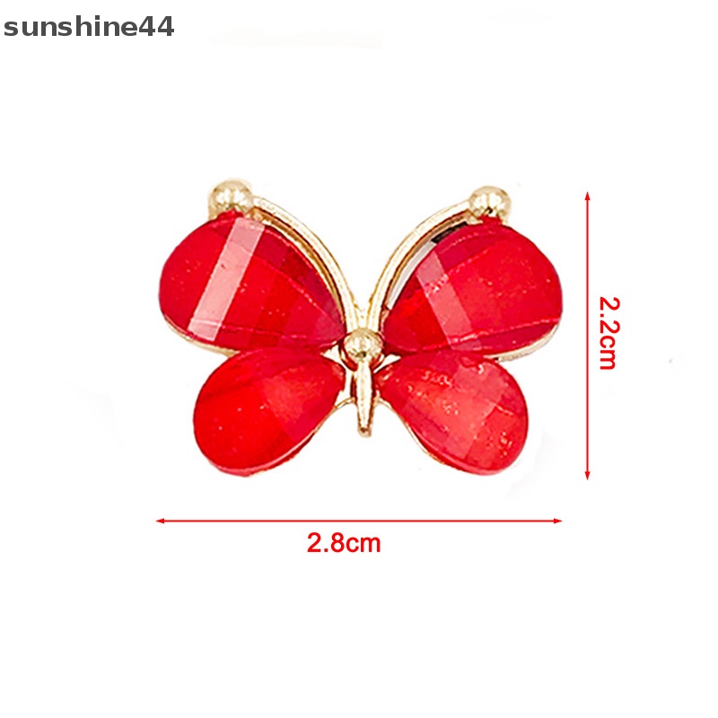 Sunshine 10pcs Kerajinan resin Metal Butterfly flatback Scrapbooking Untuk Telepon Dekorasi Pernikahan ID