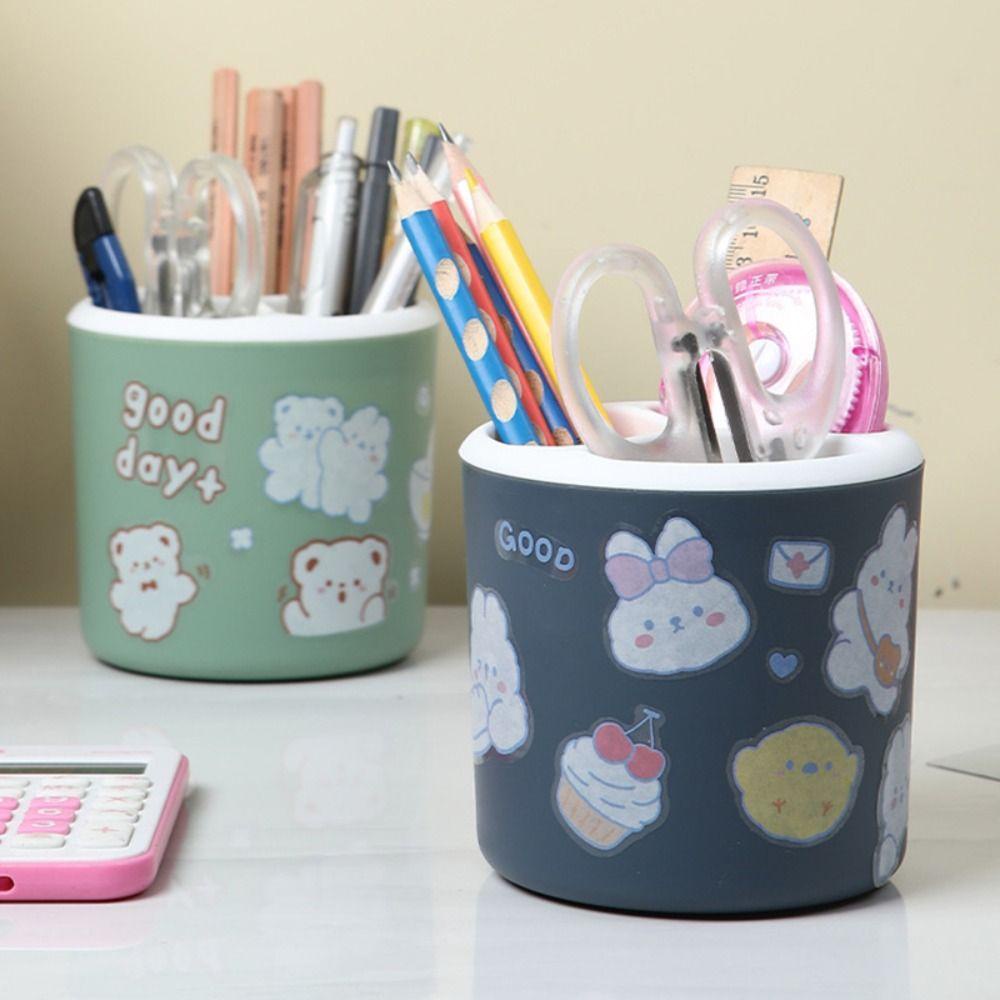 Nanas 2PCS Tempat Pulpen Bulat Pensil Display Cangkir Hadiah Siswa Penyimpanan Bucket