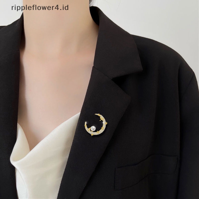 {rippleflower4.id} Bros Bulan Bintang Fashion Perhiasan Setelan Aksesoris Pin Bros Mutiara Untuk Fashion Kantor Pesta Bros Pin Garment Aksesori Pernikahan~