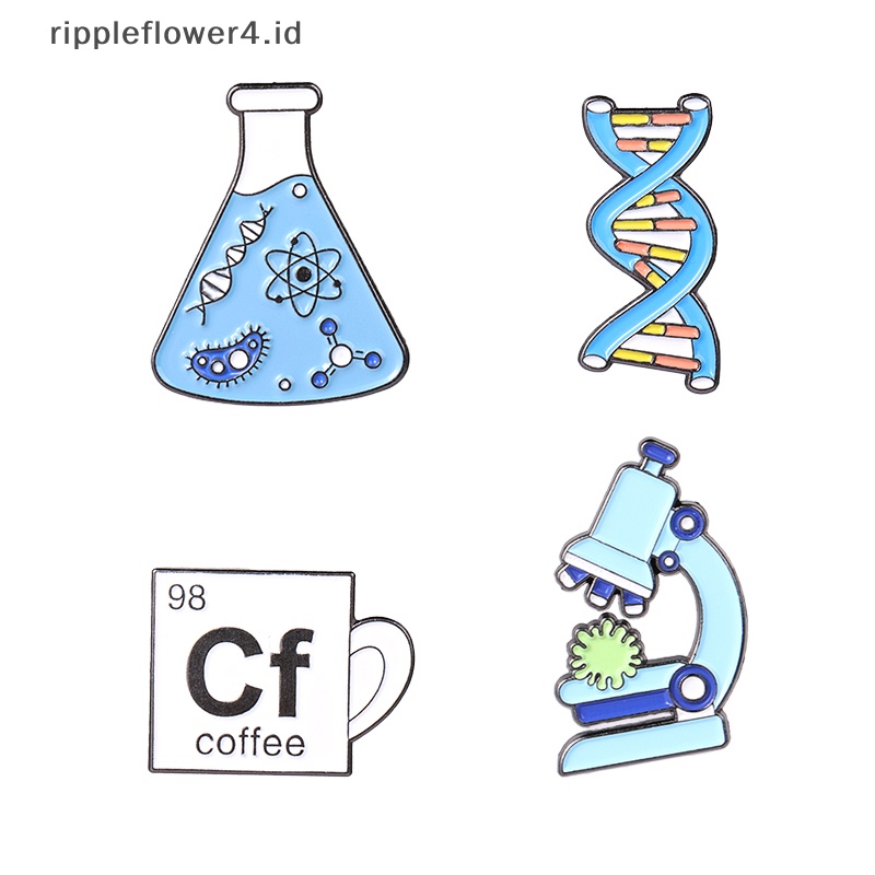 {rippleflower4.id} 1pc Mikroskop Beaker DNA Alat Percobaan Hayati Logam Bros Lencana~