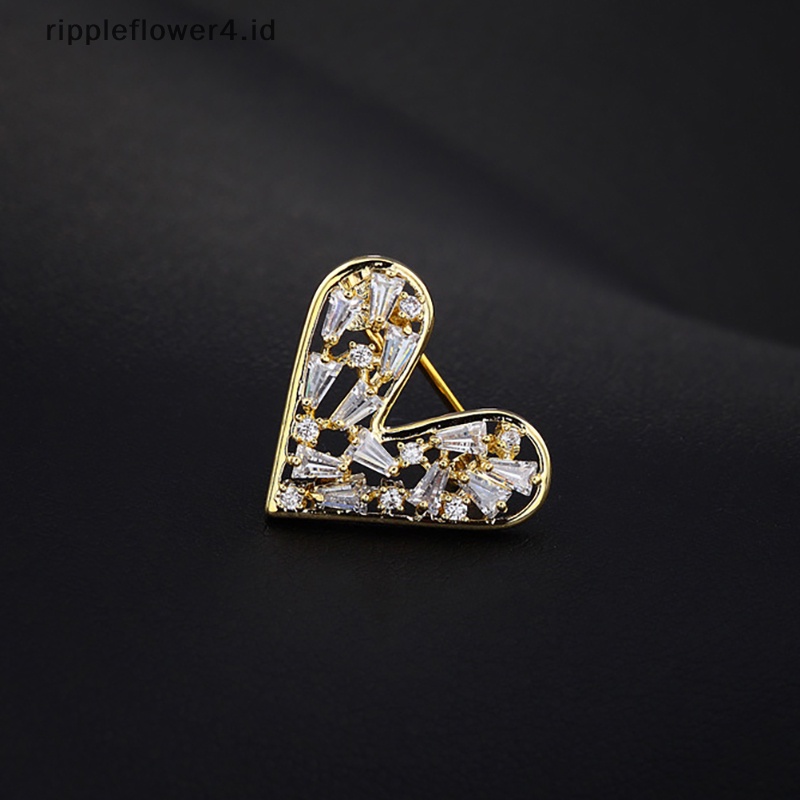 {rippleflower4.id} Bros Gaya Wanita Fashion Pin Tetap Pakaian Berbentuk Hati Anti Malu Tombol Bros Selendang Syal Kemeja Gesper Kerah Pin~