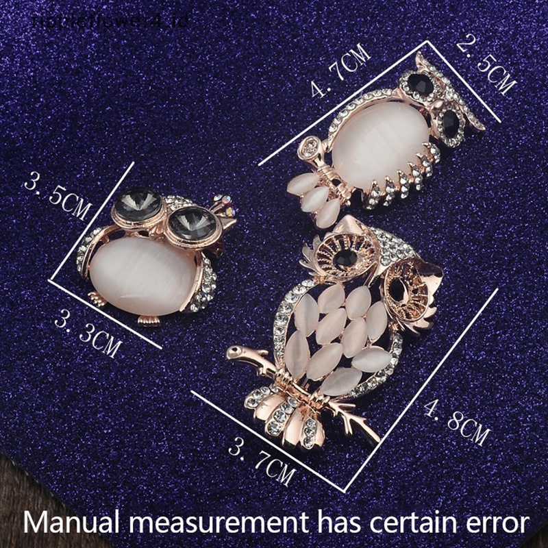 {rippleflower4.id} Indah Warna Kartun Bertatahkan Kristal Opal Batu Burung Hantu Bros Hewan Pin Syal Pin Up Gesper Femininos Bros Pasangan Kerah Perhiasan Pin~