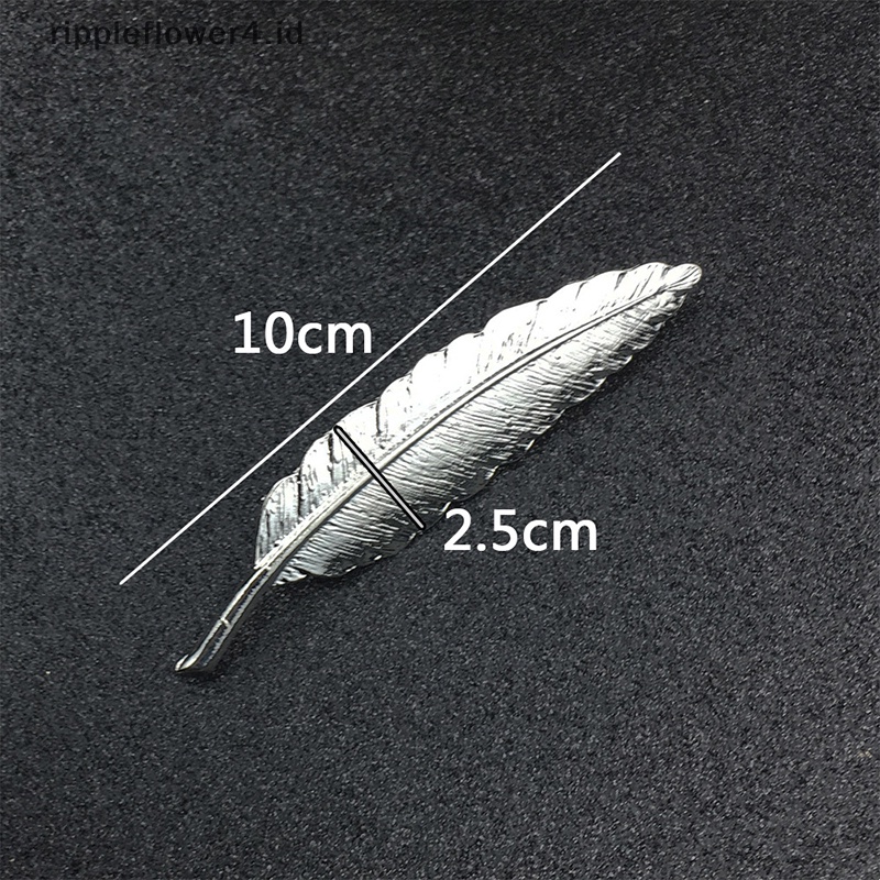 {rippleflower4.id} Vintage Wanita Daun Bulu Bentuk Bros Syal Selendang Pin Pernyataan Perhiasan Hadiah~
