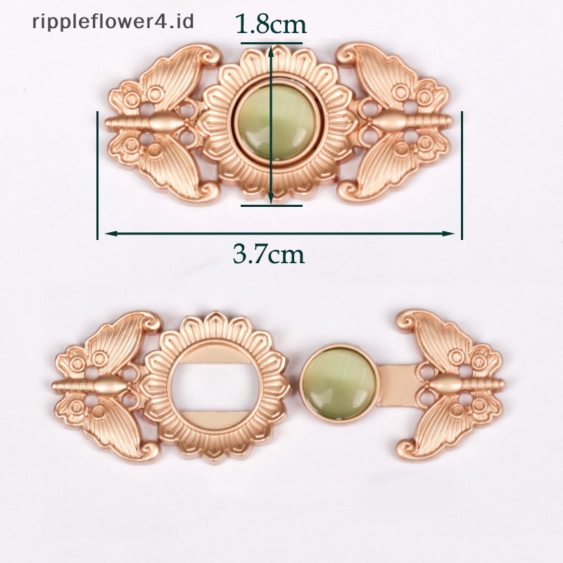 {rippleflower4.id} 1pasang Kancing Logam Sweater Cardigan Klip Hanfu Snap Button Kancing Logam Antik~