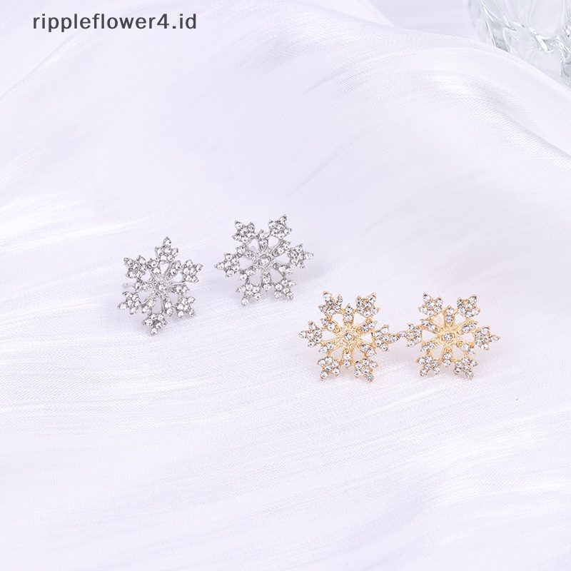 {rippleflower4.id} Snowflake Kalung Anting Set Wanita Fashion Perhiasan Bersinar Logam Liontin Trendi Choker Rantai Pesta Pernikahan Aksesoris Hadiah~