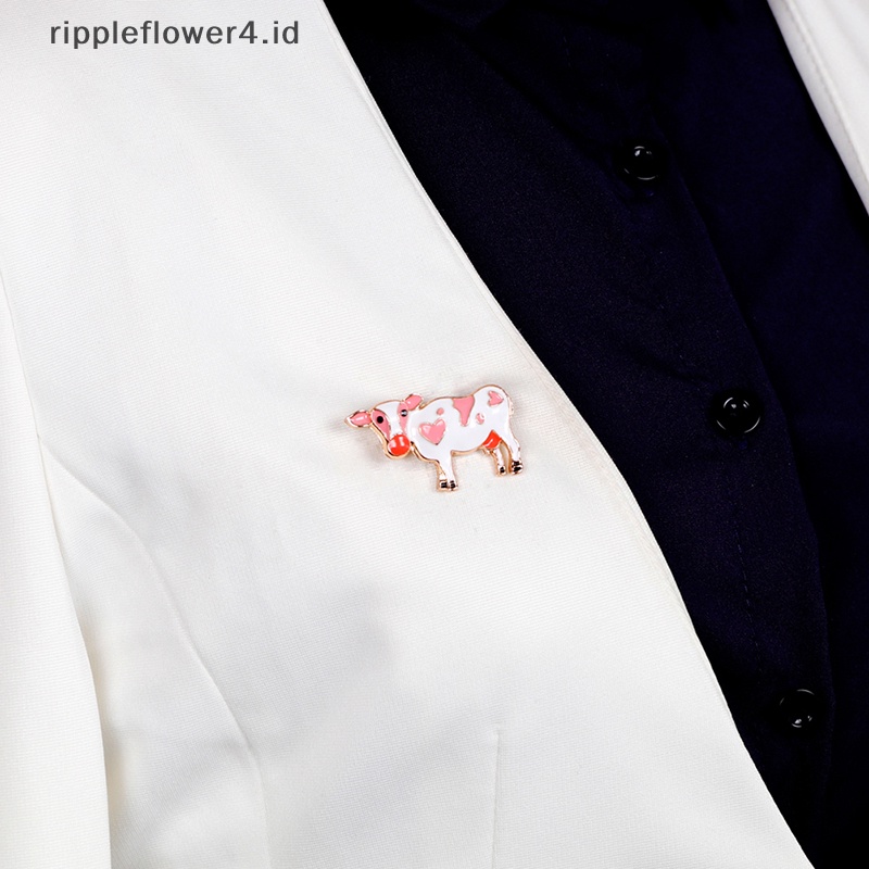 {rippleflower4.id} Kartun Sapi Enamel Bros Pin Perjamuan Pernikahan Bros Hadiah Wanita Perhiasan~