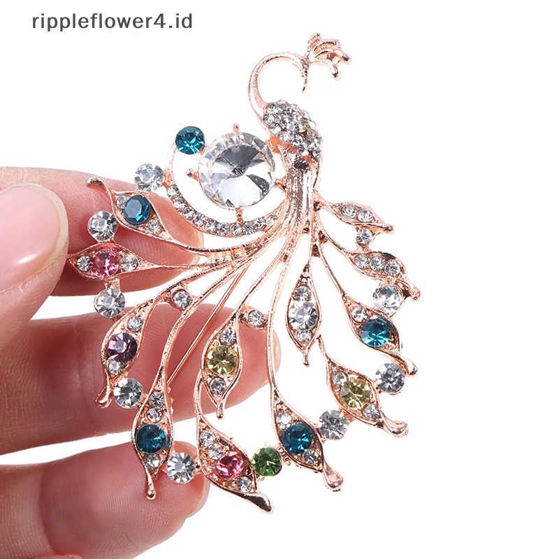 {rippleflower4.id} 1pc Bros Merak Berlian Imitasi Untuk Wanita Kantor Pakaian Santai Bros Pin Hadiah~