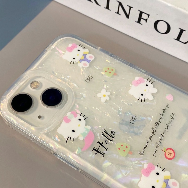 Hello Kitty Cocok Untuk iPhone 14 Pro Max Casing Ponsel iPhone Double-layer Motif Cetak Kompatibel Dengan Iphone13 13pro 13prm iPhone 11 11pro 14plus 12Pro Max Shockproof TPU Phone Case