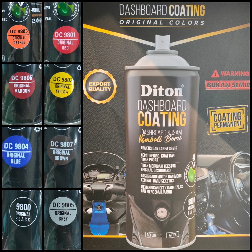 diton premium dashboard coating hitam dashbor kuning biru merah maroon dashbor merah original brown grey 400ml