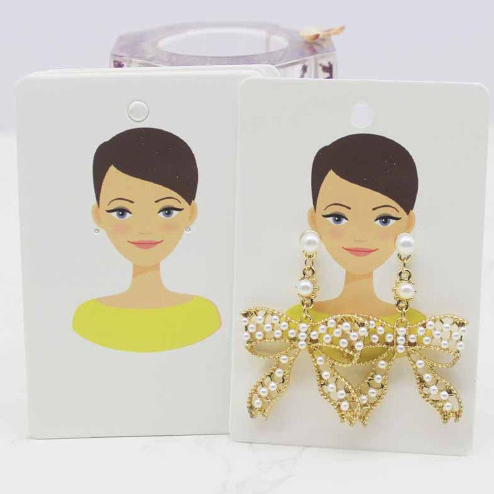 R-FLOWER 100pcs Kartu Paket Anting DIY Aksesoris Kertas Kraft Display Boardcard Pola Kecantikan