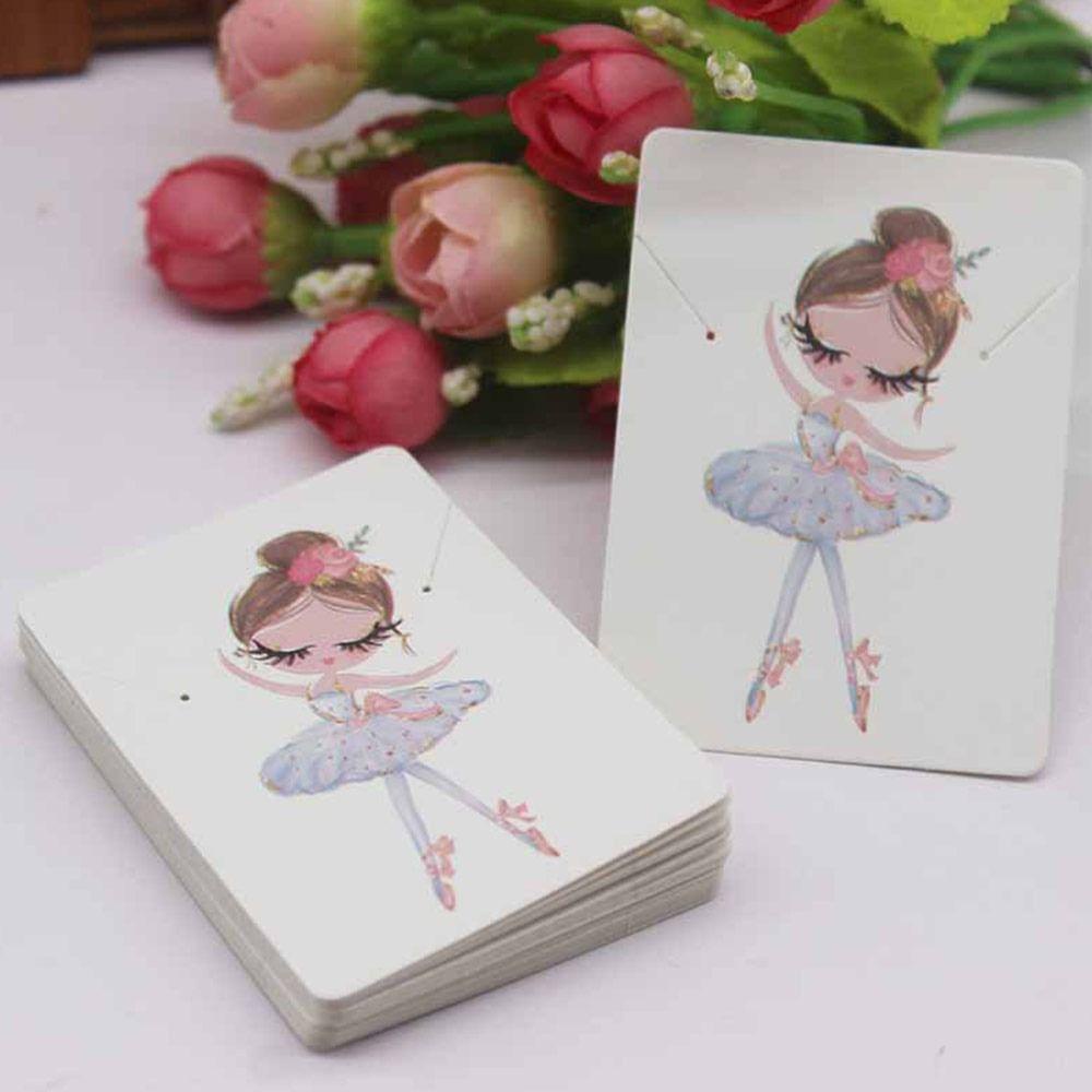 Lily 100PCS Display Perhiasan Kardus Hadiah Kalung Gelang DIY Paket Label Kartun Swan Tag