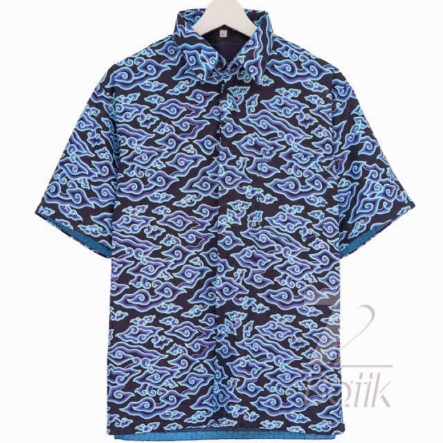 KEMEJA BATIK PRIA LENGAN PENDEK PREMIUM MOTIF MEGA MENDUNG 725437 - Kain Saja