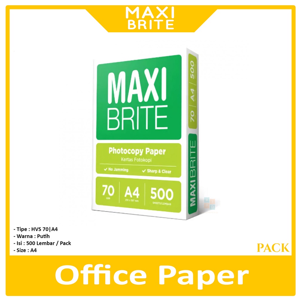 

MAXI BRITE - Kertas Hvs Putih A4 70gsm - Rim