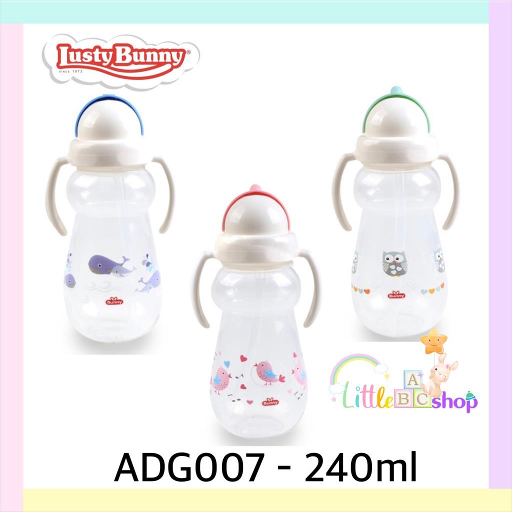 Lusty bunny Training Cup With  Handle 240ml / Straw botol minum anak