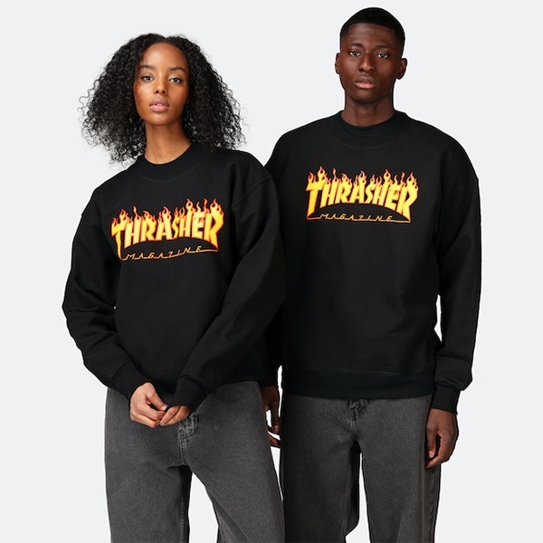 Thrasherr Flame Black Crewneck