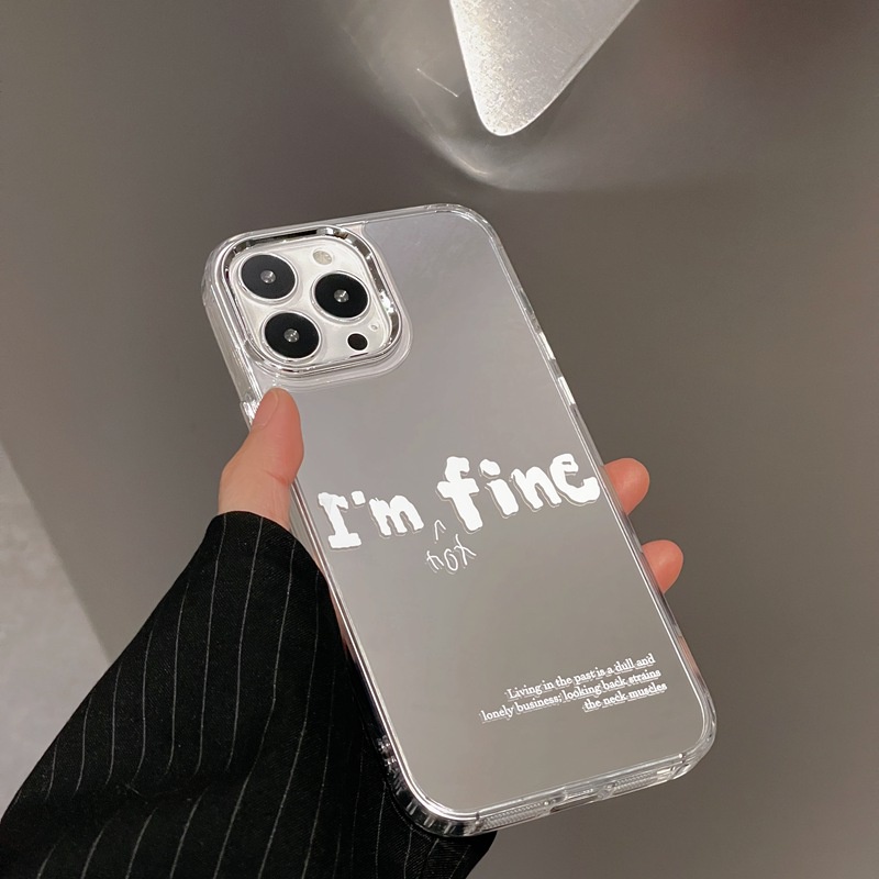 Fashion Silver I'm Fine Mirror Soft TPU Case iP iPhone 11 12 13 14 Pro Max New FTD Casing Apple