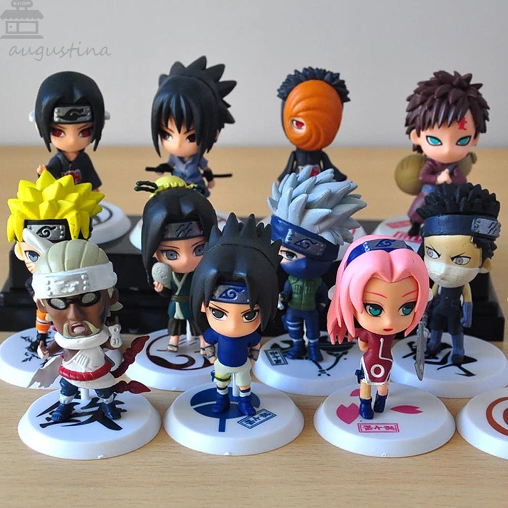 Agustinina Naruto 6pcs/ Mainan PVC Lot Gaara Sasuke Obito Model Figurine Kakashi