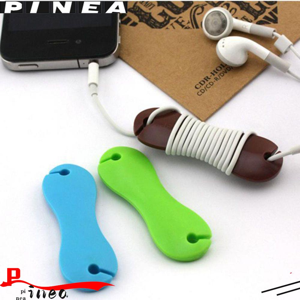 Nanas 2/5Pcs Warna Acak Kabel Winder Merapikan Fixer Jalur Data Headphone Earphone Organizer